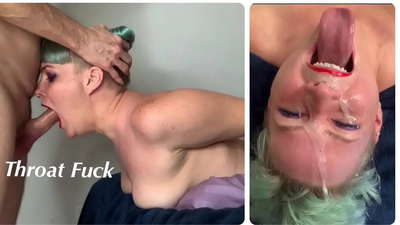 Styfdochter leart hoe't se in ekstreme keelneuk dwaan mei syn pik